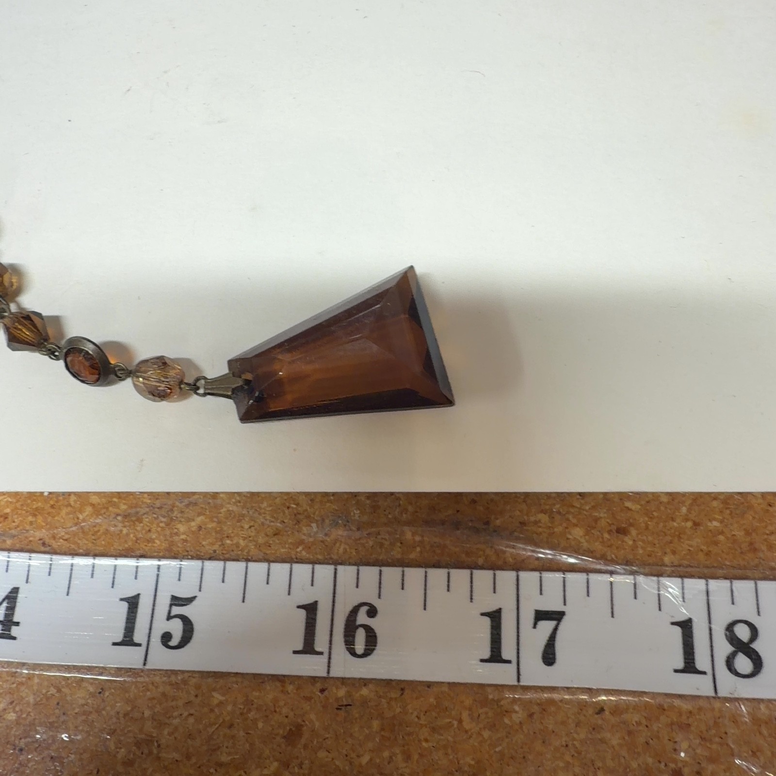 ROBERT ROSE Amber Beaded Necklace Statement Geometric Pendant