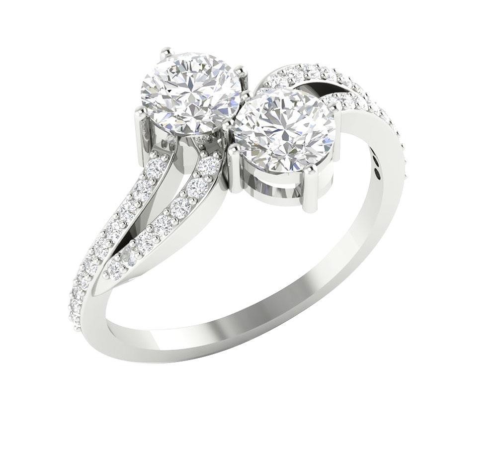 14K Gold VS F 1.50Ct Forever Us 2 Stone Lab Grown Diamond Solitaire Wedding Ring