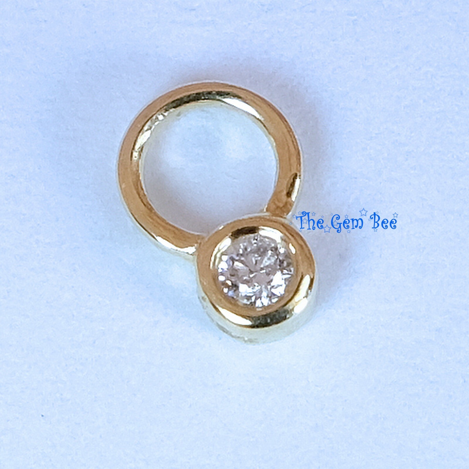 0.02 Carat 14k Solid Yellow Gold Full Brilliant Cut Diamond Bezel Charm Pendant