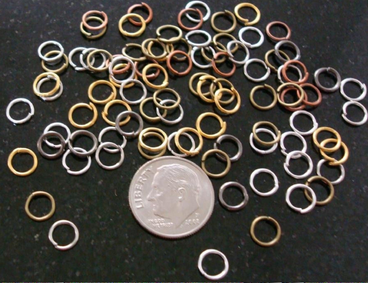 Ump rings 6mm 20 Gauge open 100pcs 6 mixed plated finishes attach charms fpj065