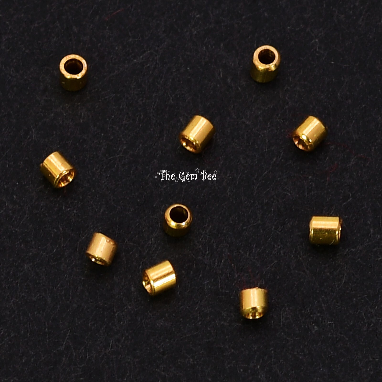 1.5MMx1.5MM 18k Solid Yellow Gold Crimp Tube Beads (10)