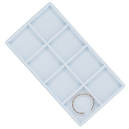 12 Tray Inserts 8 Compartment Liners White Jewelry Plastic 14″ x 7 ½” x 1 3/8 “
