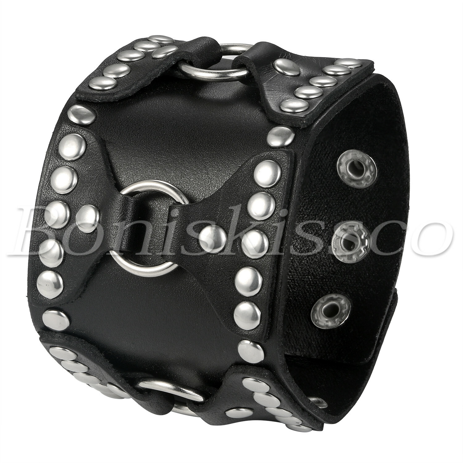 Men’s Punk Rocker Biker Gothic Heavy Wide Leather Wrap Straps Bracelet Wristband