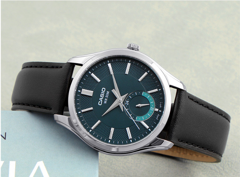 Casio MTP-B315L-3A Men’s Classic Analog Watch Dark Green Dial Leather Strap New