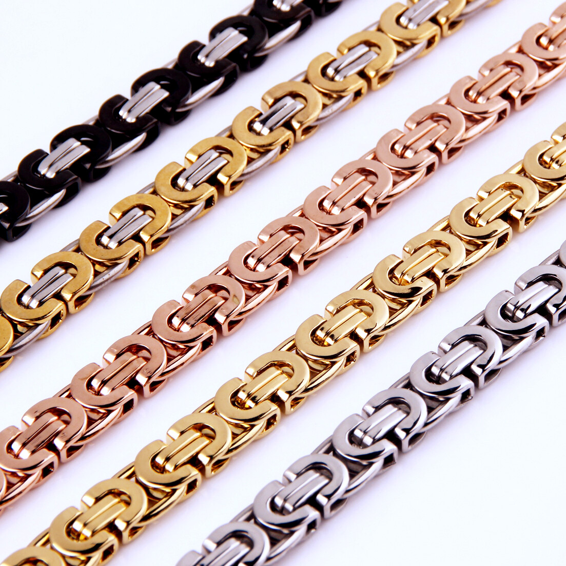 Charming 6/8/11mm Stainless Steel Women Mens Byzantine Boxes Chain Necklace Gift