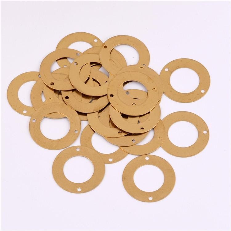 15PCS Raw Brass Circle Link Charm Pendant Connector 2 Holes 25mm BLT03
