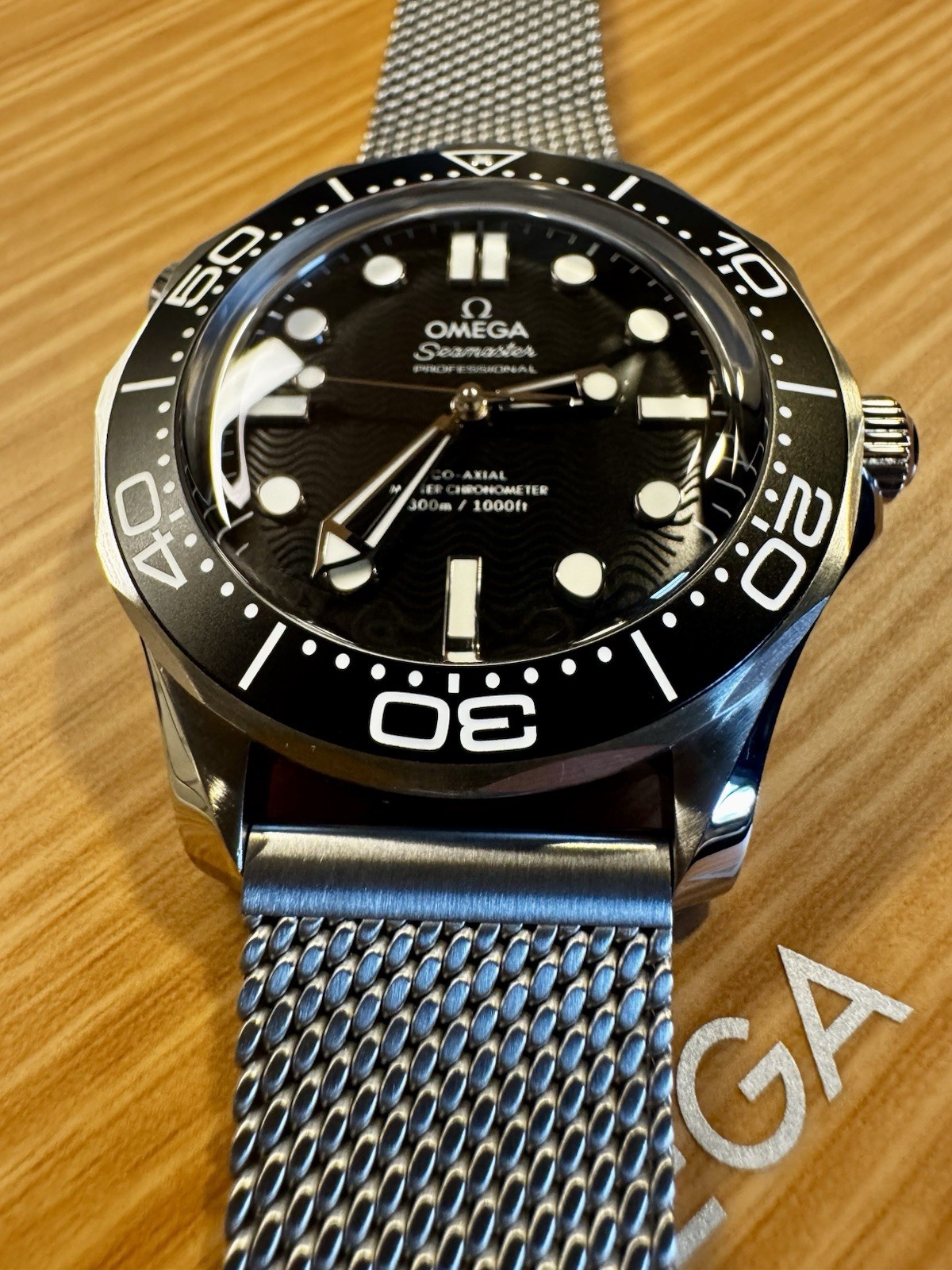 Omega Seamaster Diver Black Dial Mesh Bracelet 210.30.42.20.01.010 NEW 2026