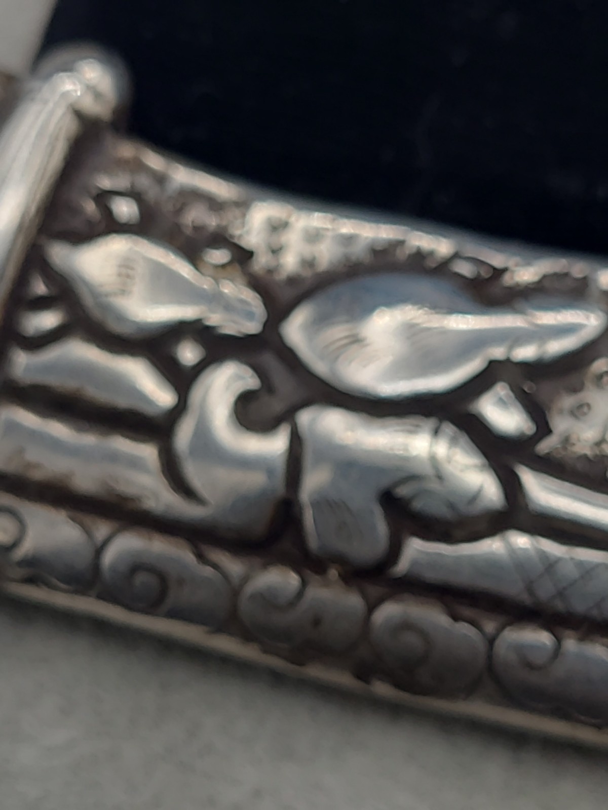 Vintage Large Sterling Silver 25.1 Grams Import Bead W/ Turtles 3 1/2″× 1 1/4″