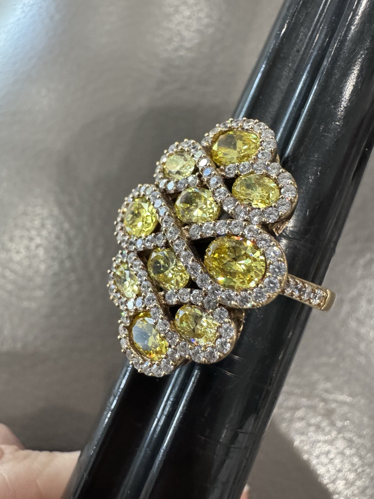 925 Sterling Silver Gold Plated Real Tourmaline Gem Ring Size 7