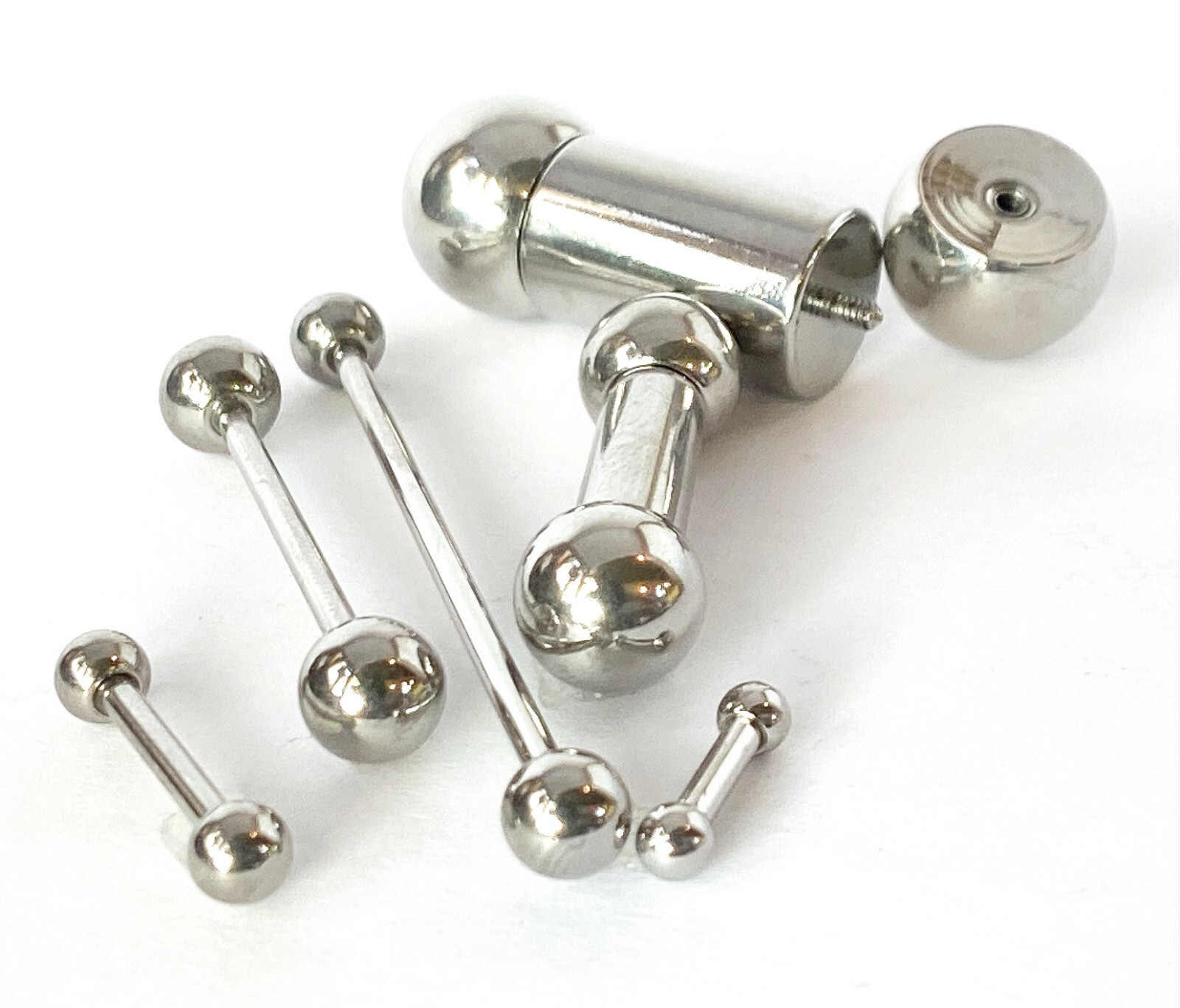 1pc 316L Surgical Steel Barbell Tongue, Nipple, Eyebrow, Industrial, Tragus Ring