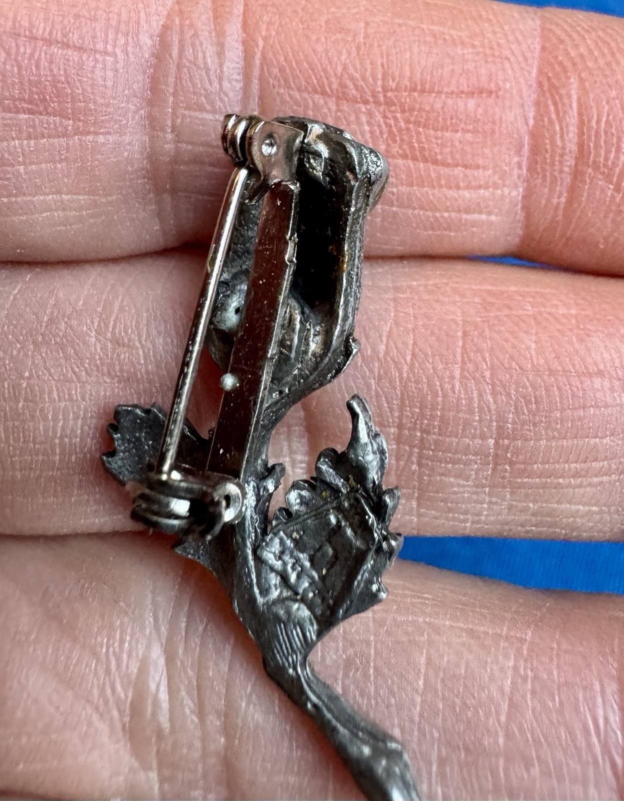 Vintage cast pewter Solitary Rose Pin