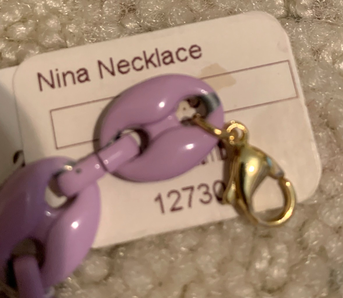GEMELLI Nina Necklace 17″ + 2″ Extender Chain Lavender Enamel NWT $50