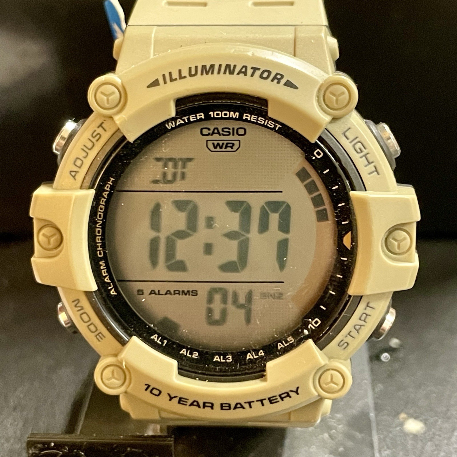 Casio Illuminator Men’s Digital Quartz Watch 100m Beige Resin Alarm Chrono