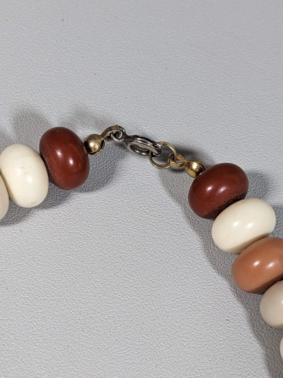 Vintage Brown Ivory Color Rounded Bead Longer Necklace 24 inches