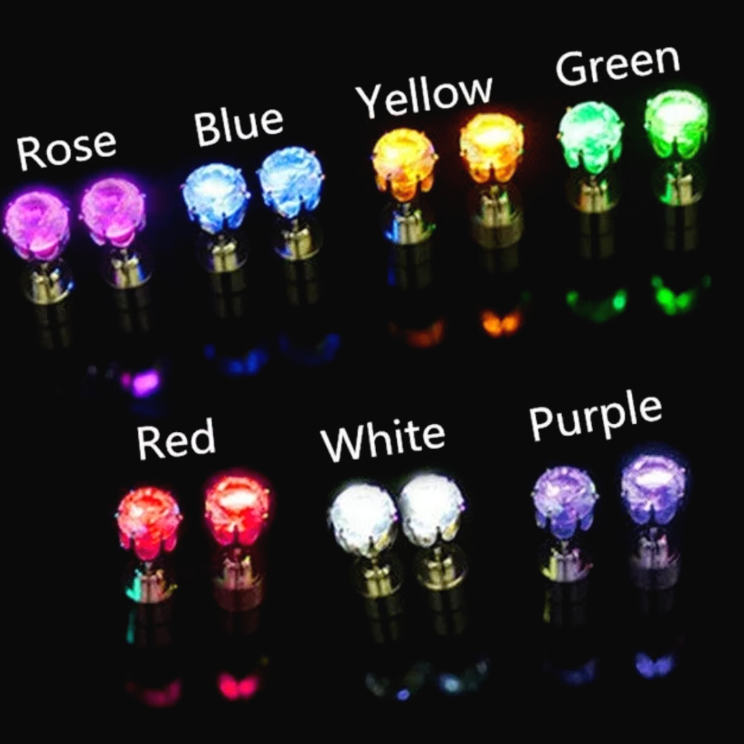 Aretes Zarcillos con Luz LED de Diamantes Accesorios Para Mujer y Niña Par US