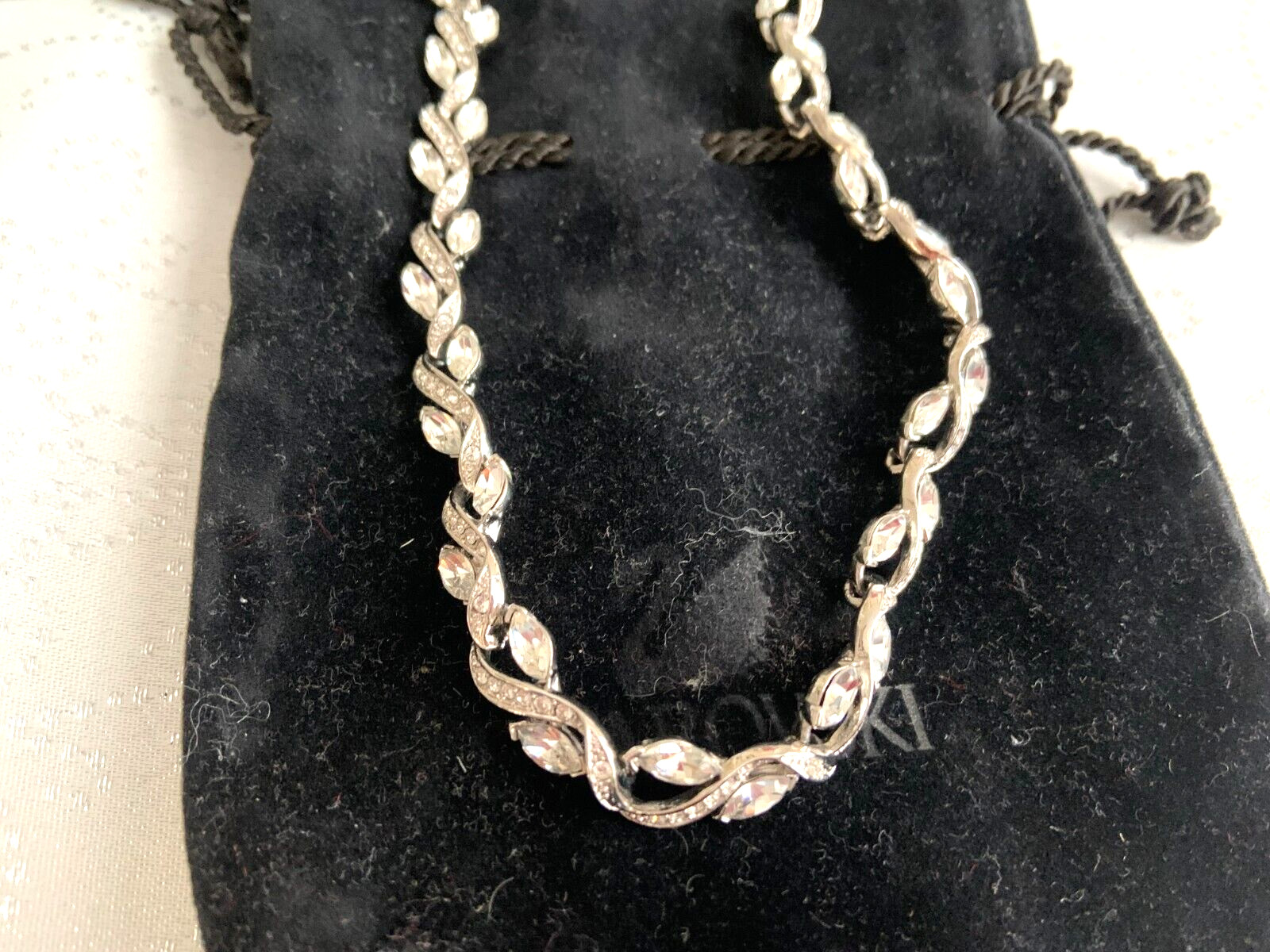 18k white gold plated Swarovski crystal necklace party wedding 15 ” luxury