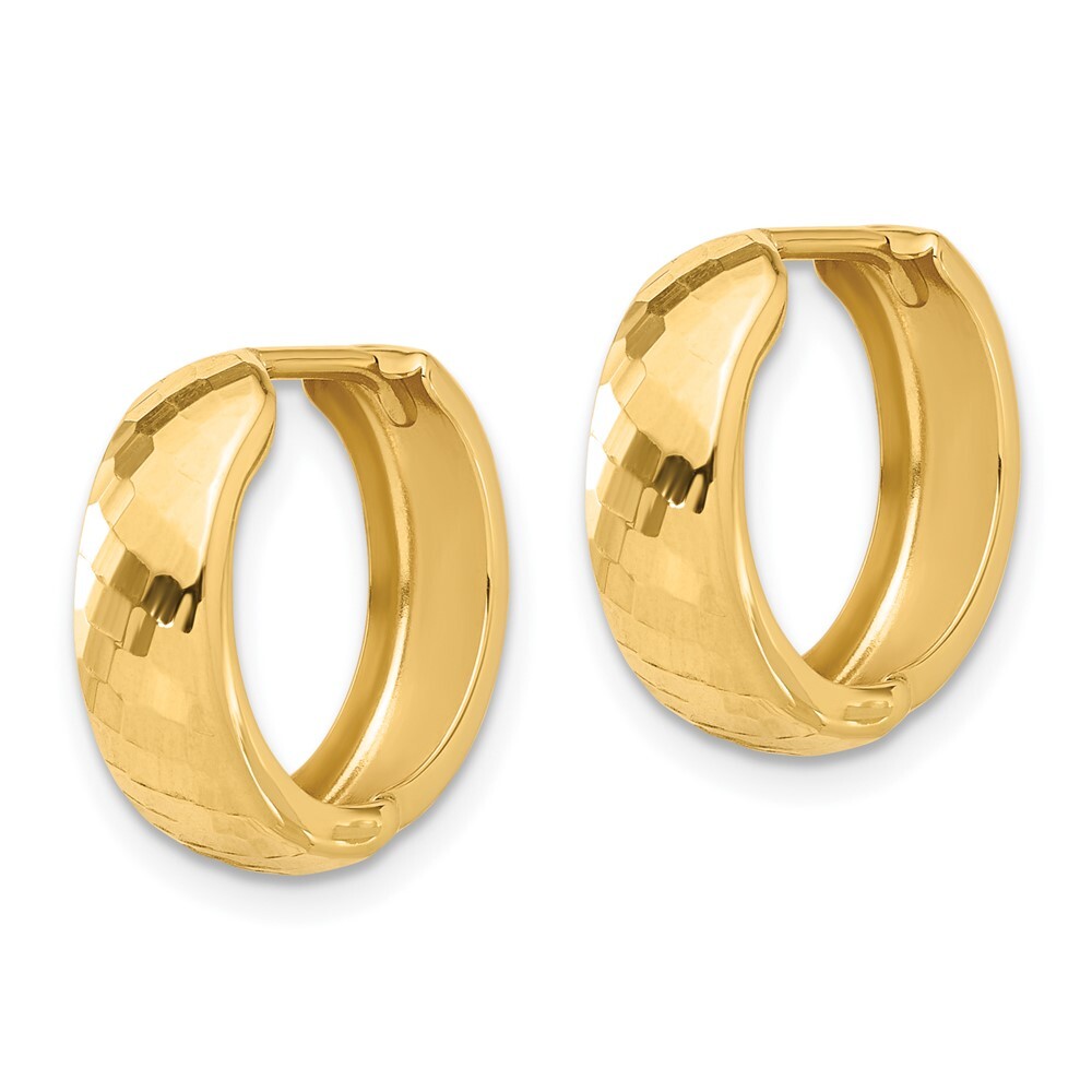 15.2mm 14K Yellow Gold Polished and Diamond-cut Huggie Hoop Earrings