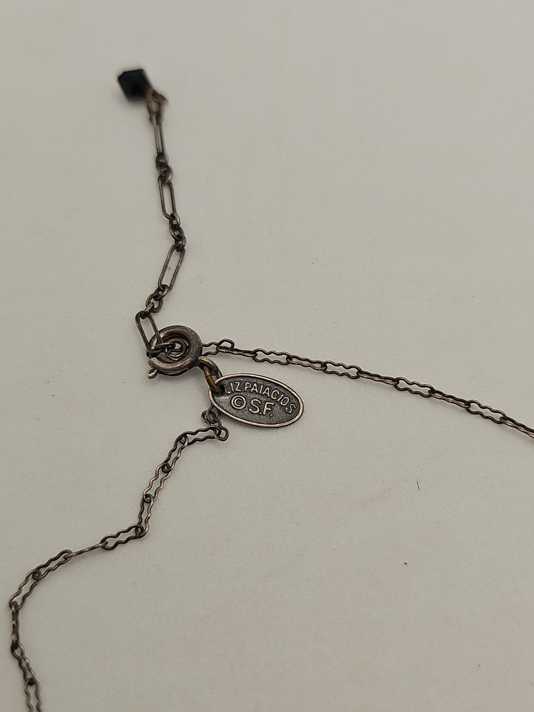 Stunning Vintage Liz Palacios S.F. Black Crystal Flower Charm Necklace