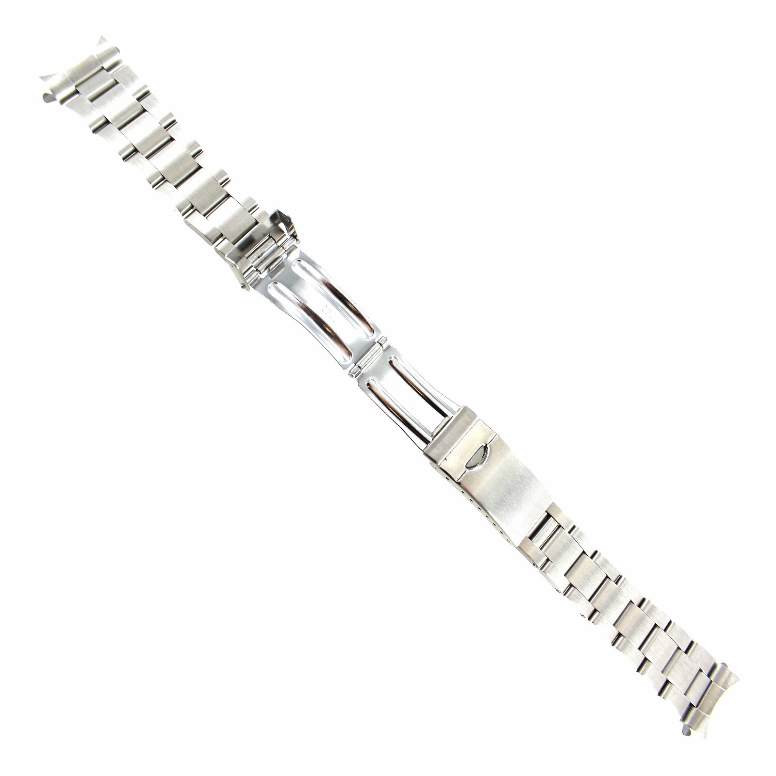 22mm Milano Curved End Semi Solid Stainless Steel Safety Deployment Watch Band