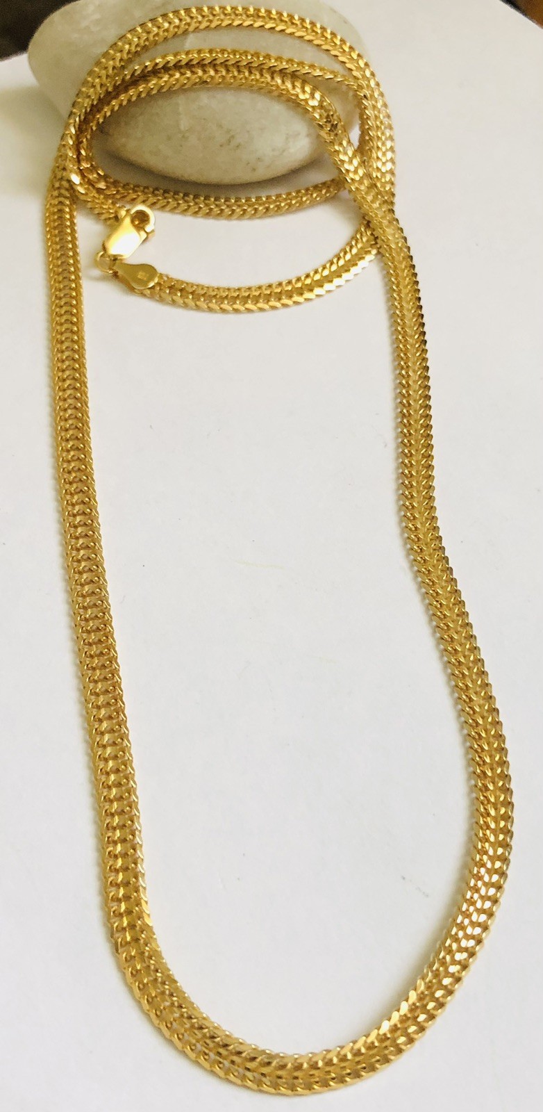Vtg 925 Vermeil Yellow Gold HCT Italy,Beautiful Shiny Long Necklace,Heavy 29grms