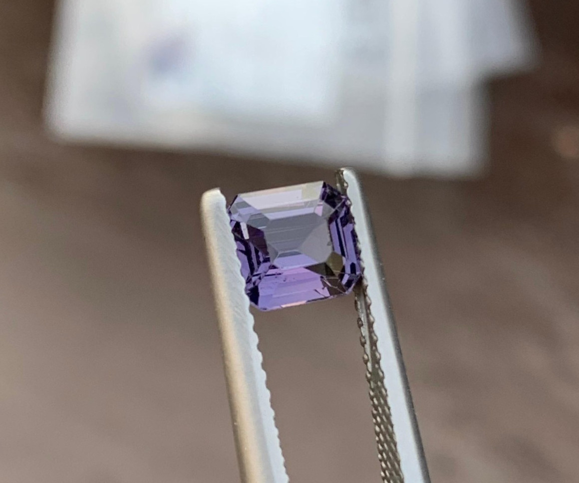 Asscher Cut Lavender Spinel 1.06ct – Natural Burma Loose Gemstone 6mm Purple Gem