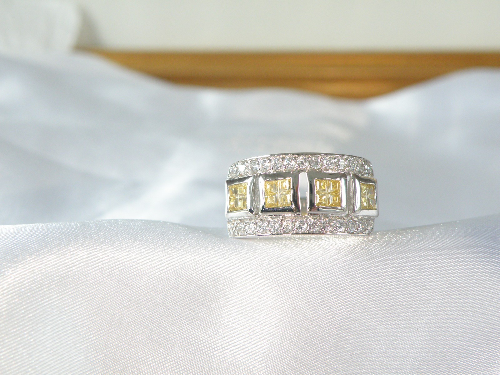 Victoria Wieck Sterling Silver 925 Channel Set Yellow CZ Ring Size 8