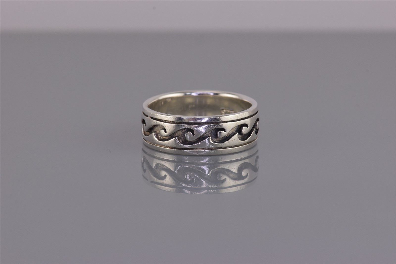 Peter Stone Sterling Silver 6mm Carved Rolling Water Wave Band Ring 925 Sz: 6