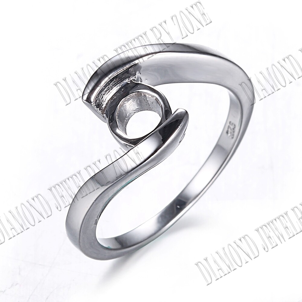 Tension Setting Semi Mount Round 7mm Beautiful Engagement Ring Sterling Silver