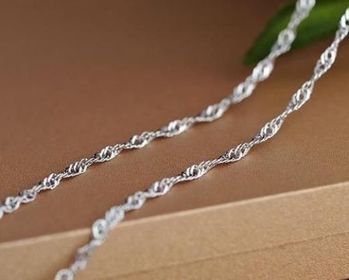 8″-40″ 316L Womens Stainless Steel Necklace Chain Twist Water Wave Style 3mm