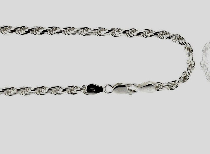 ROPE080/925 STERLING SILVER CHAIN / ROPE DESIGN / 24 INCH LONG /LOBSTER LOCK