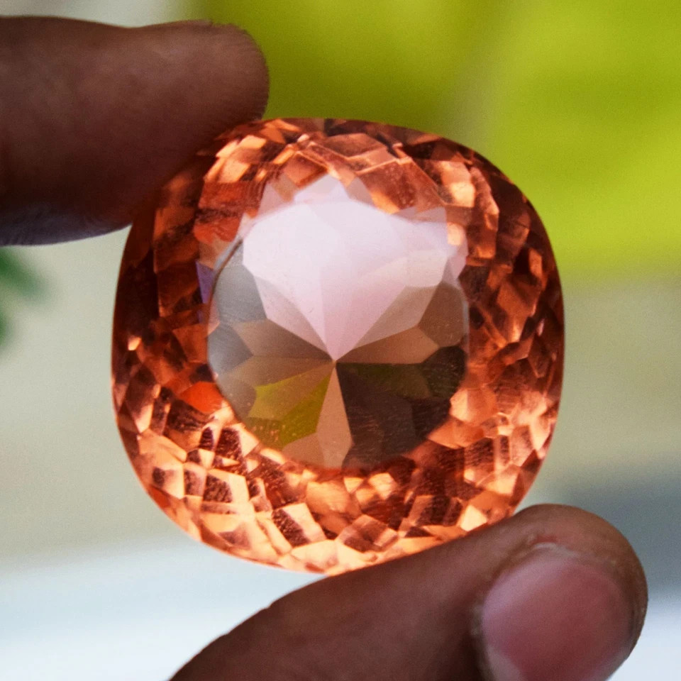 124.05 CT Flawless Imperial Topaz Cushion Cut Certified Loose Gemstone