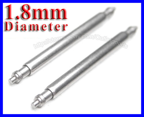 10 Pcs SemiHeavy 1.8mm Stair Double Flange Stainless Steel Watch Spring Bar Pin