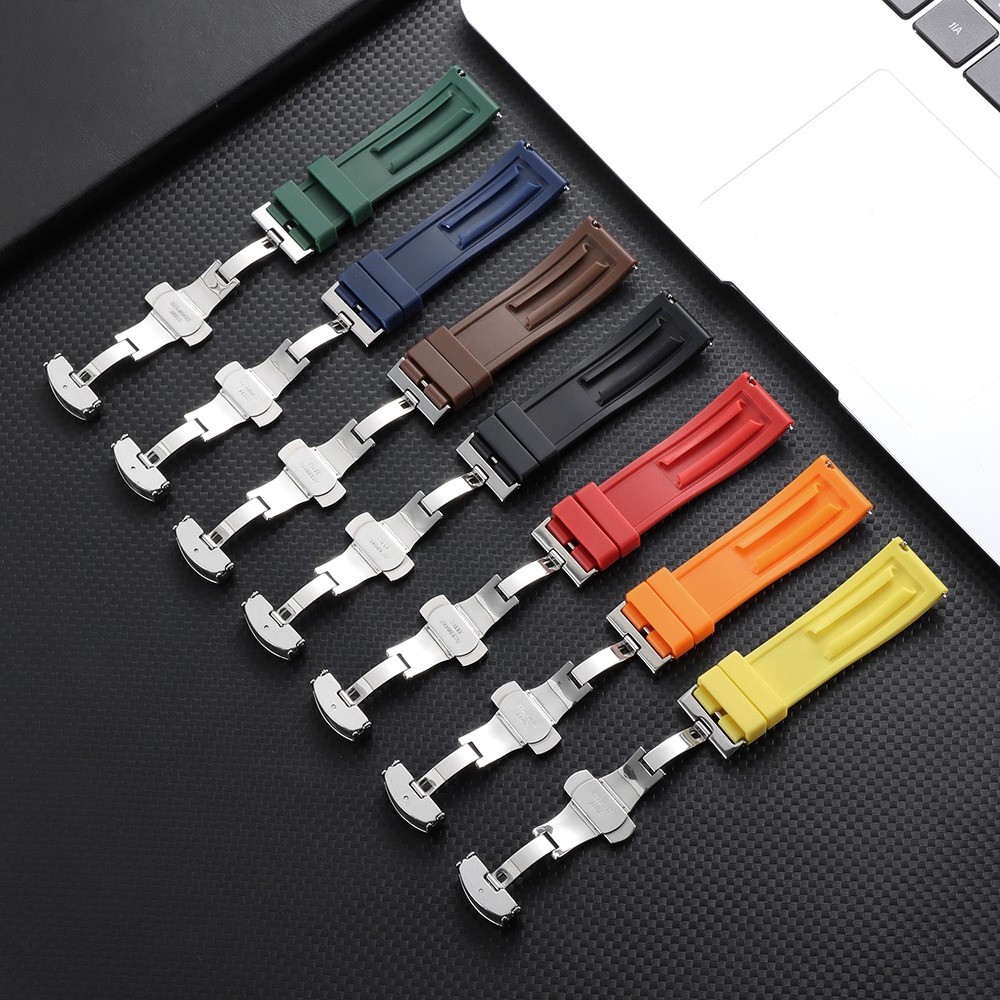Waterproof Silicone Watch Strap 20mm 22mm 24mm Wrist Band Yellow Rubber Bracelet