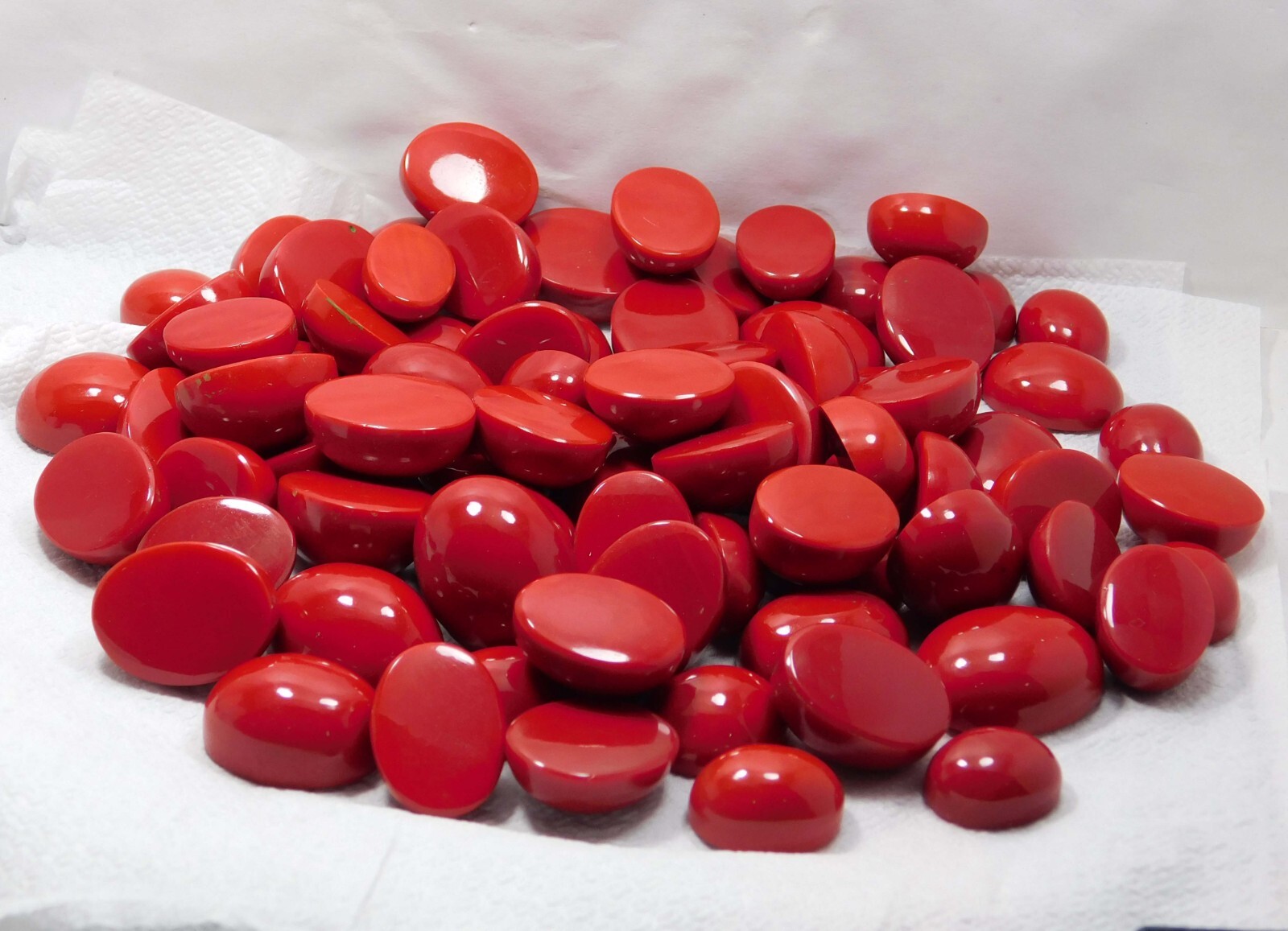 Natural Italian Red Coral 250 Ct Oval Cabochon Cut Loose Gemstone Lot