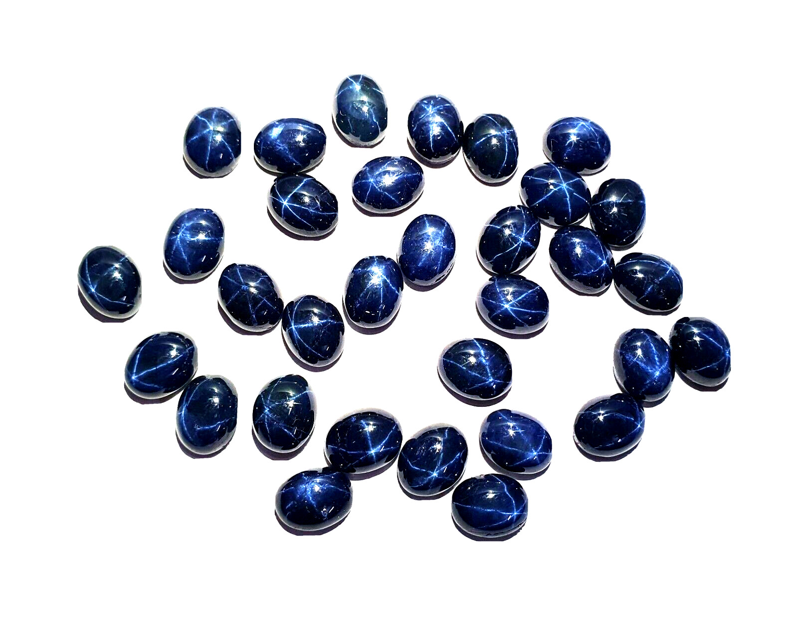 Natural Star Blue Sapphire Oval Cabochon Gemstone 3 Pcs 7×9 MM 9 CT