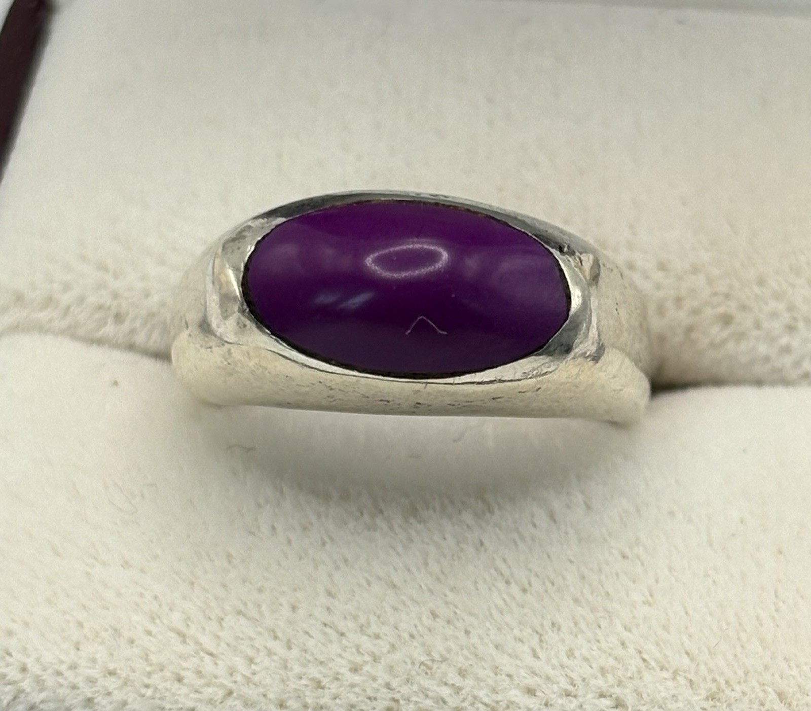Vintage Sterling Silver 12.9mm Cabachon Sugilite Ring MEXICO Sz 7 – 10.3g