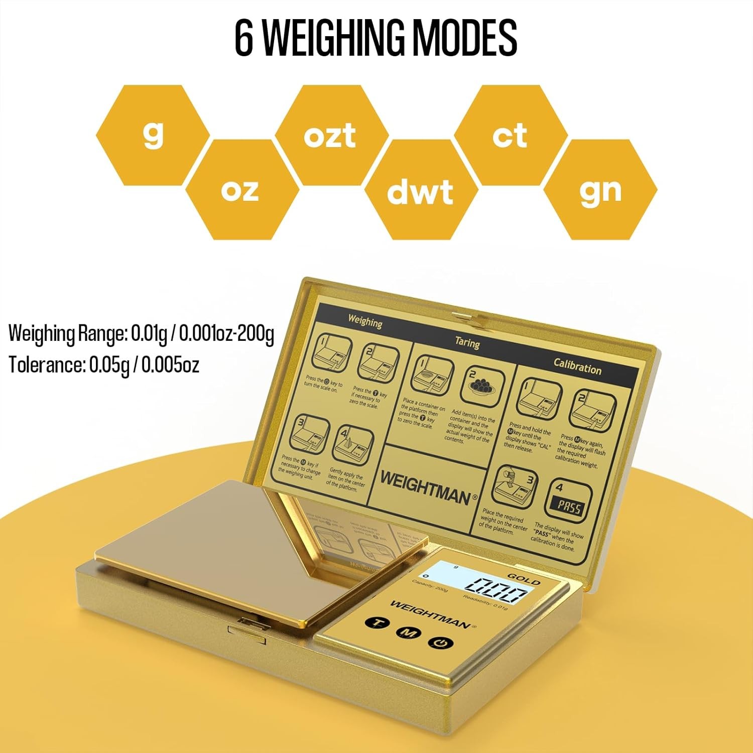 WEIGHTMAN Digital Scale Gram, 200g/0.01g Pocket Gold Titanium
