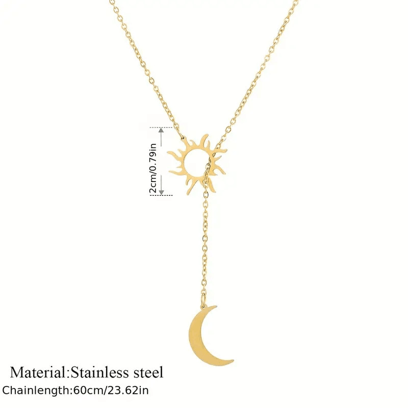 Stainless Steel Sun Moon Totem Necklace Women Exquisite Summer Party Trendy Gift