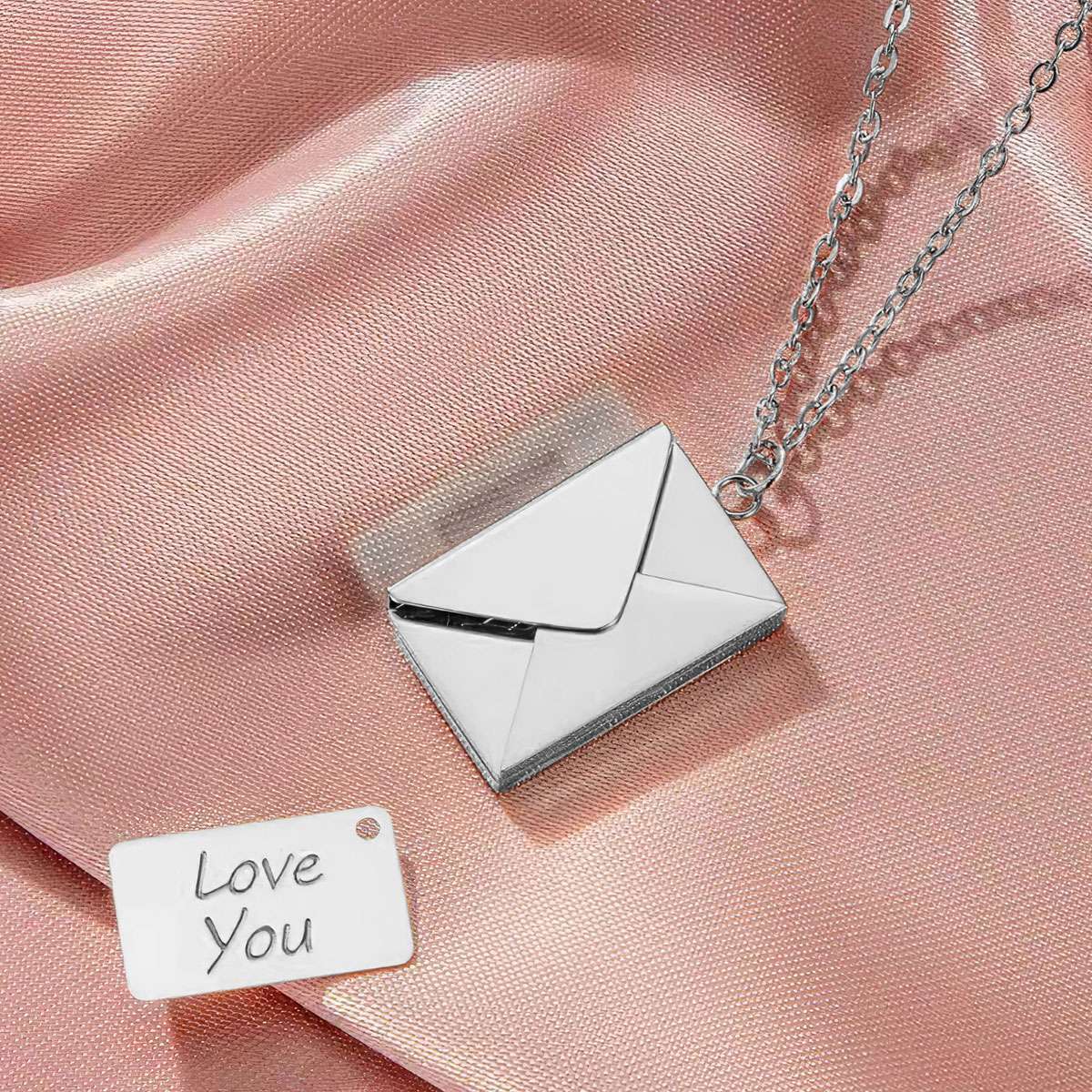 Love You Letter Envelope Pendant Necklace for Women Lover with Luxury Gift Box