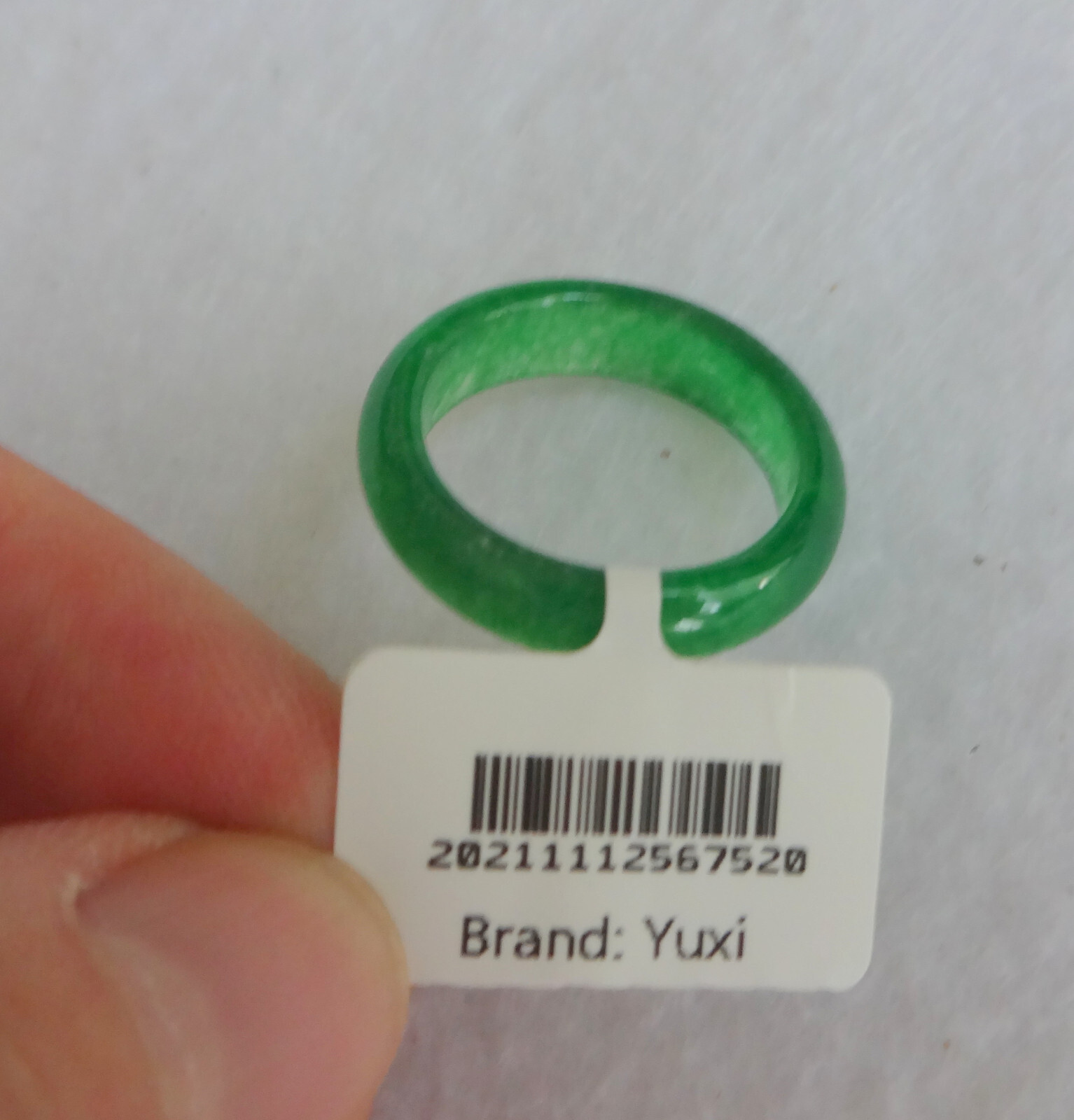 Chinese Natural Grade A Translusent Apple Green Jade Nephrite Ring Size 9