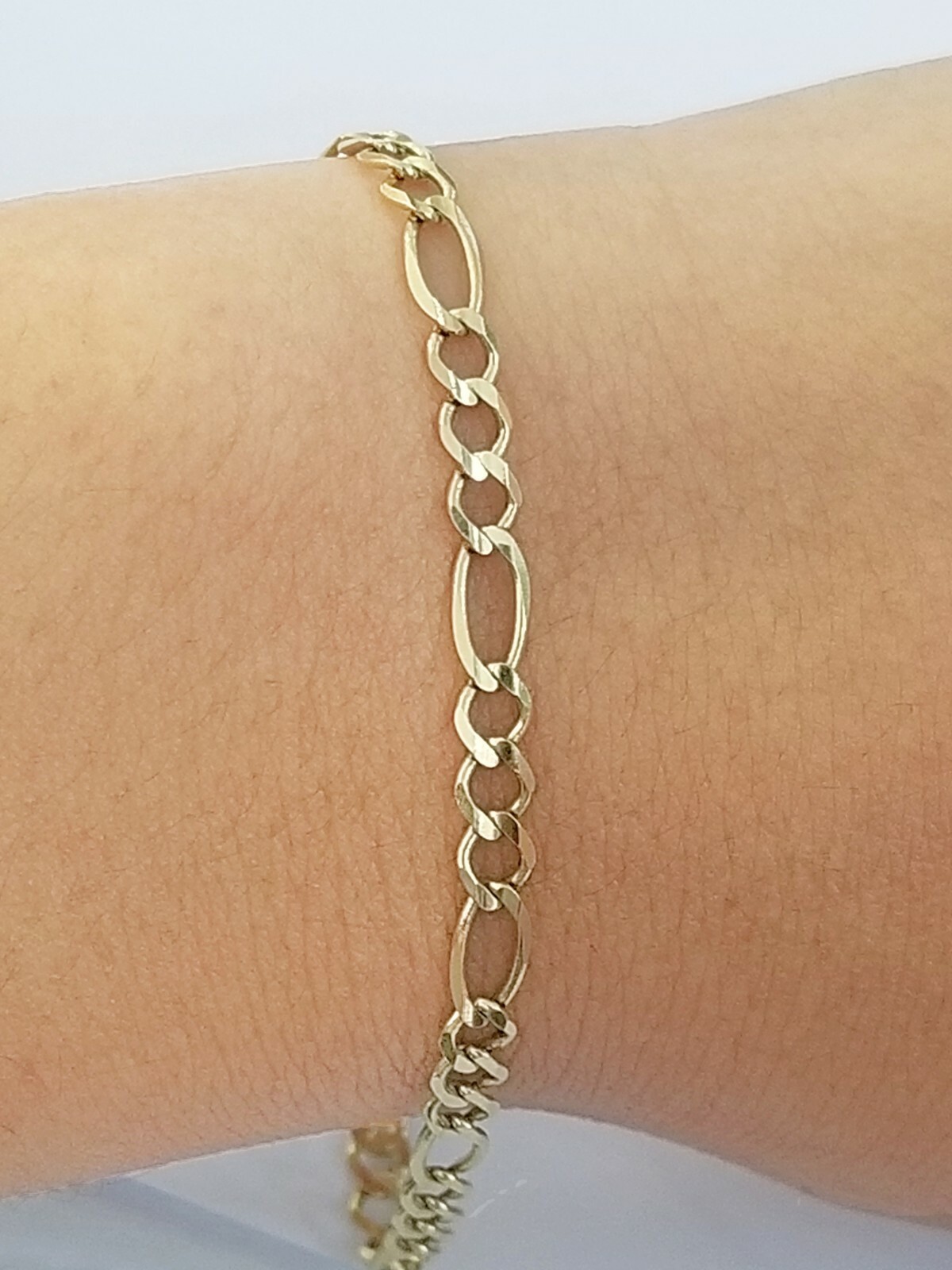 14k Yellow Gold Solid Cuban Figaro Link Bracelet lobster Lock 8″ inch Men Women