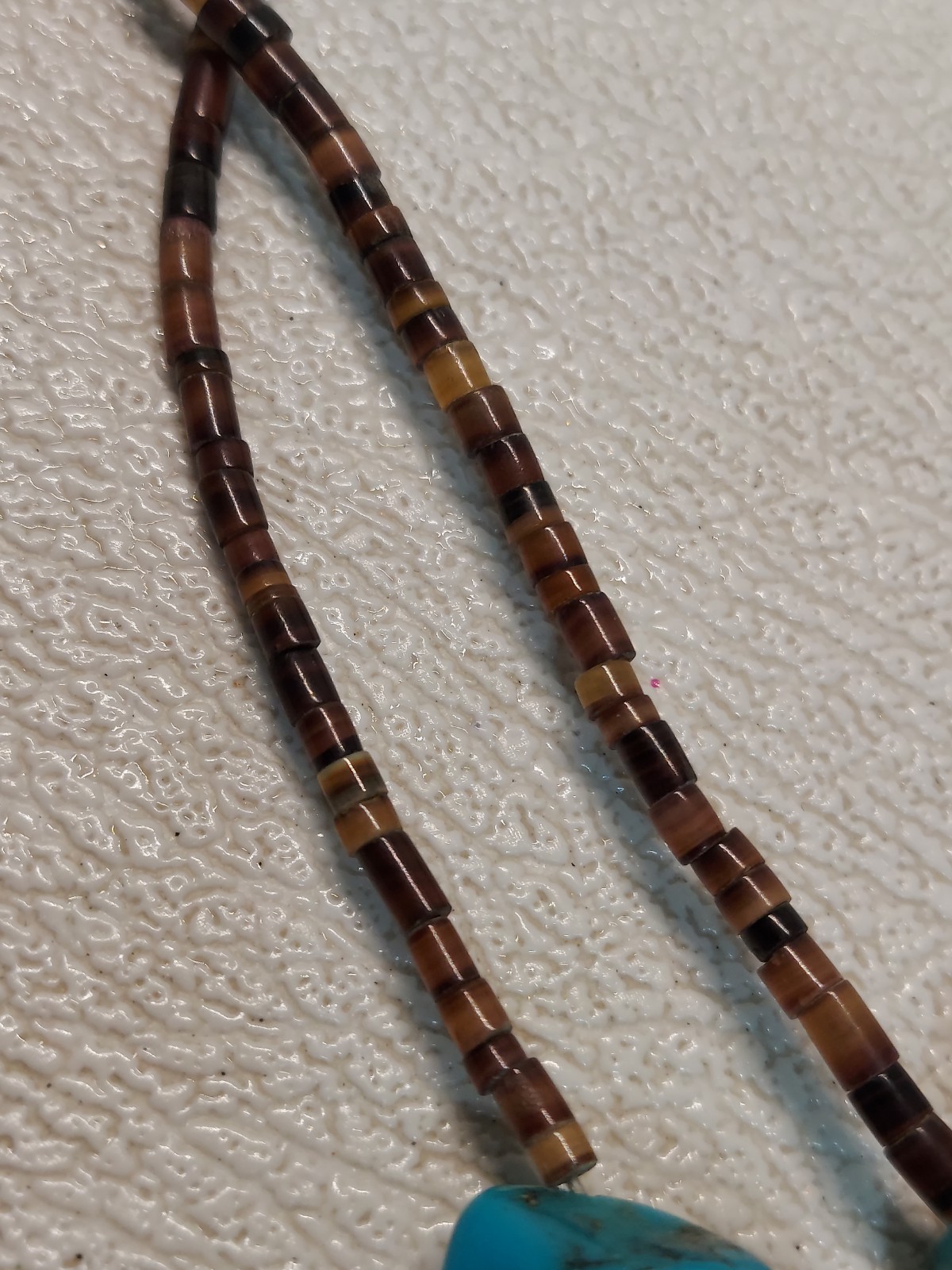 41cm/51g Vtg Turquoise Nugget Heishi Bead Southwest Style Necklace