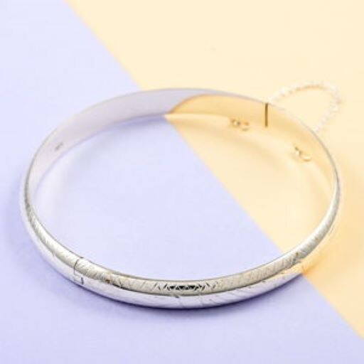 Sterling Silver Engraved Bangle Bracelet (7.00 In) 8.8 Grams