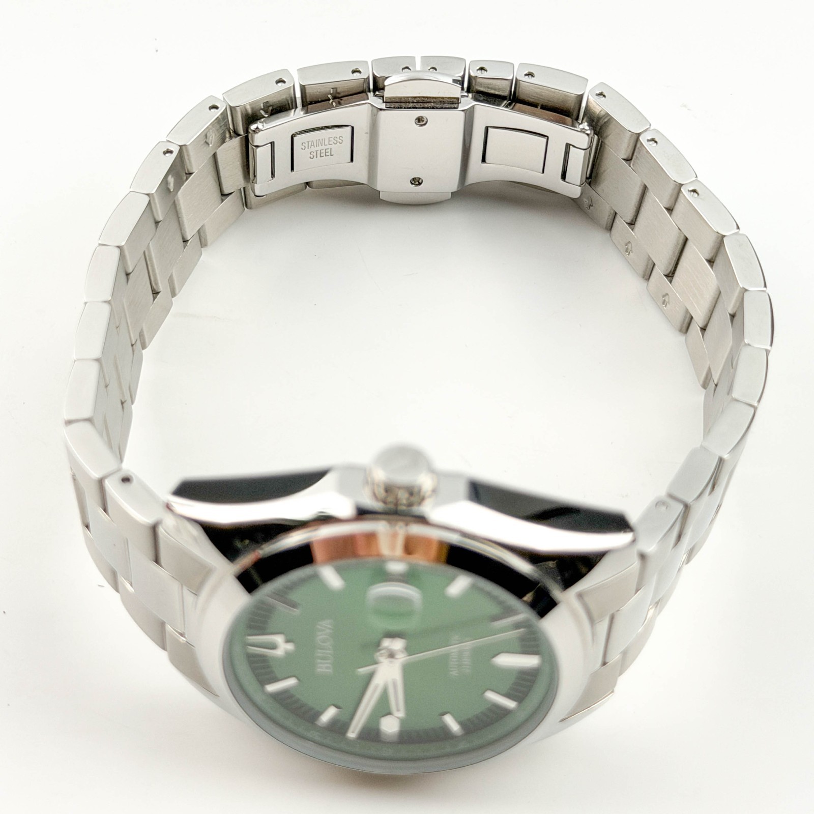 Bulova 96B429 Men’s Surveyor Automatic Green Dial Stainless Steel Watch 38mm New