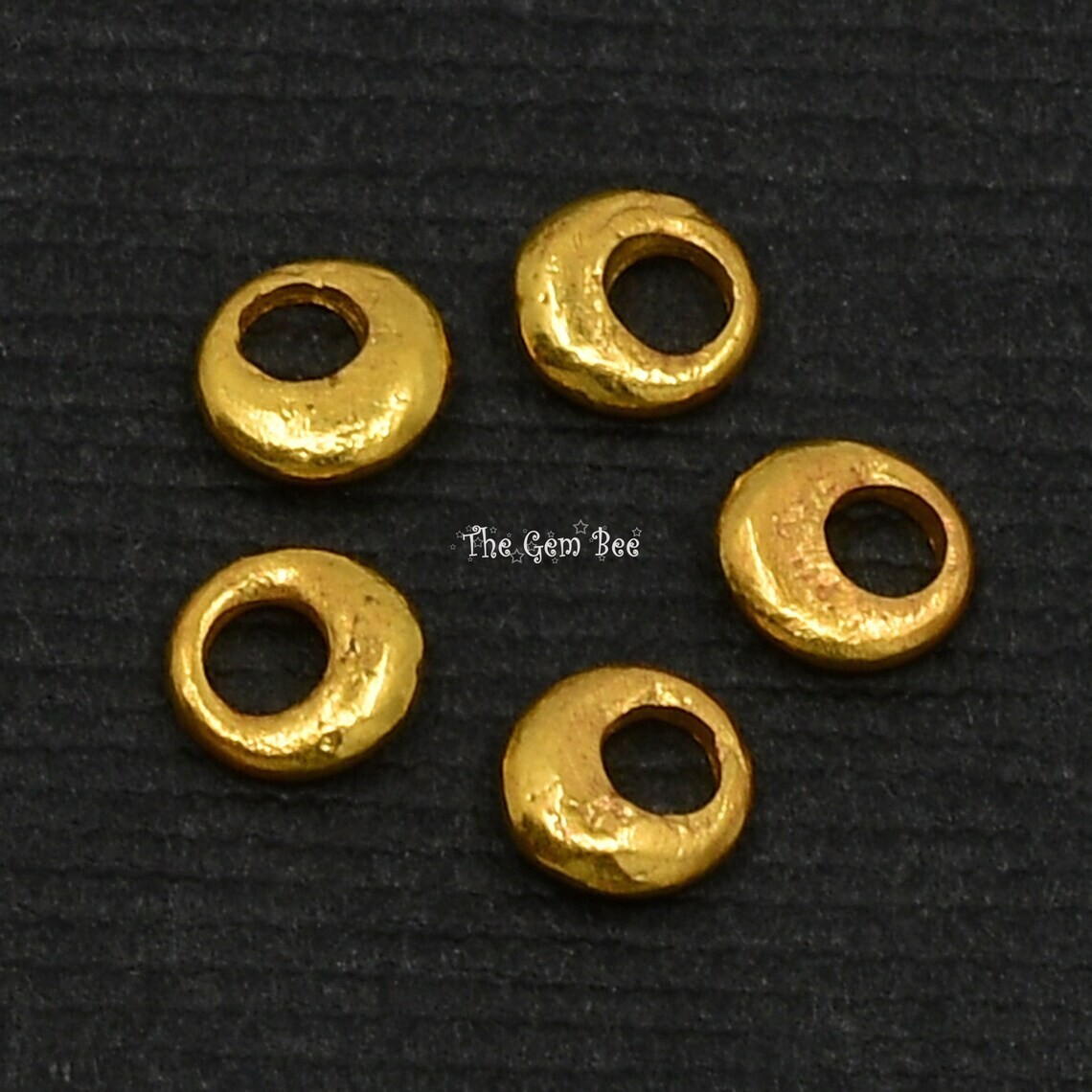4mm 18k Yellow Gold Ancient Antique Rounded Donut Nugget Spacer Finding (5)