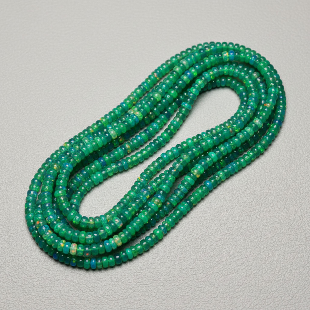 Natural Green Ethiopian Opal Rondelle Beads 4–5mm Size 16 Inch Strand Gemstone