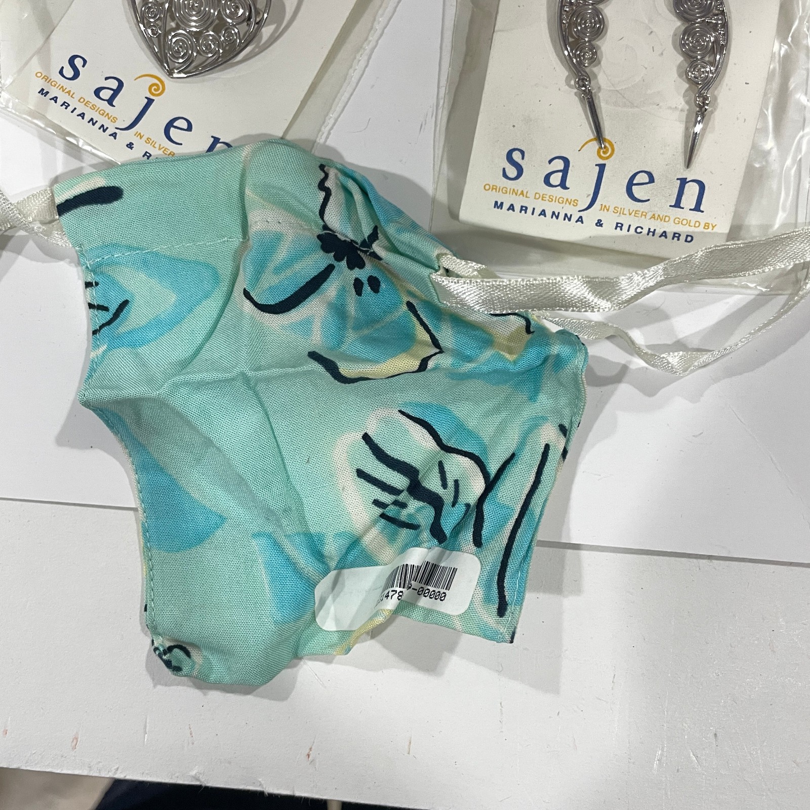 NOS Vintage Sajen Sterling Silver Heart Pendant / Pin & Earring Set