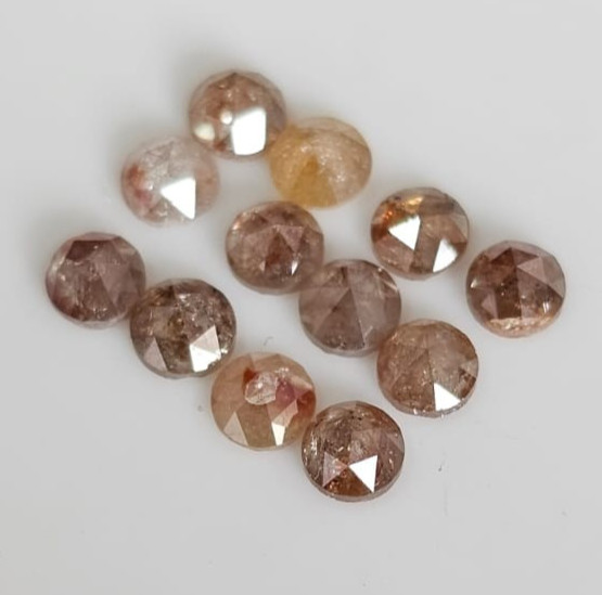 Reddish Round Rose Cut Natural Diamond 3mm to 4mm (12pcs) for Jewelry