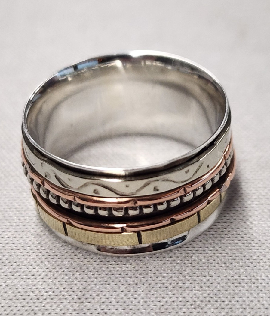 Sterling Silver 7.89g Hammered Textured Spinner Ring sz 10