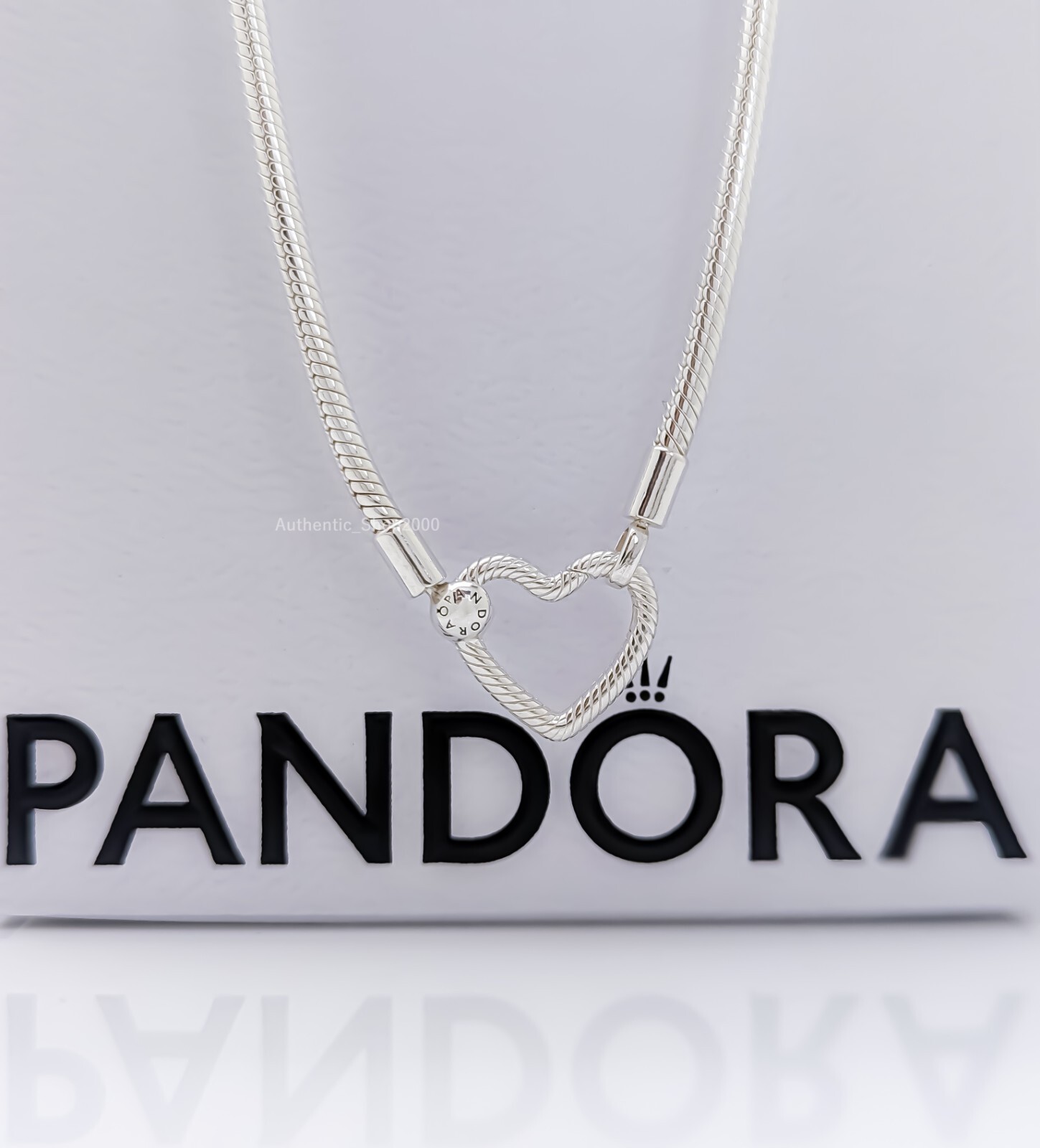 NEW 100% Authentic PANDORA 925 Ale Heart Closure Snake Chain Necklace 393377C00